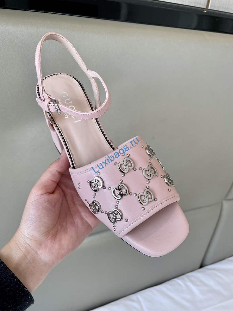 Gucci 719844 Women's Lnterlocking G Studs Sandal G56236 | gucci 719843 womens lnterlocking g studs sandal g56236 8