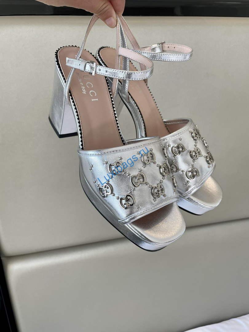 Gucci 719844 Women's Lnterlocking G Studs Sandal G56238 | gucci 719843 womens lnterlocking g studs sandal g56238 7