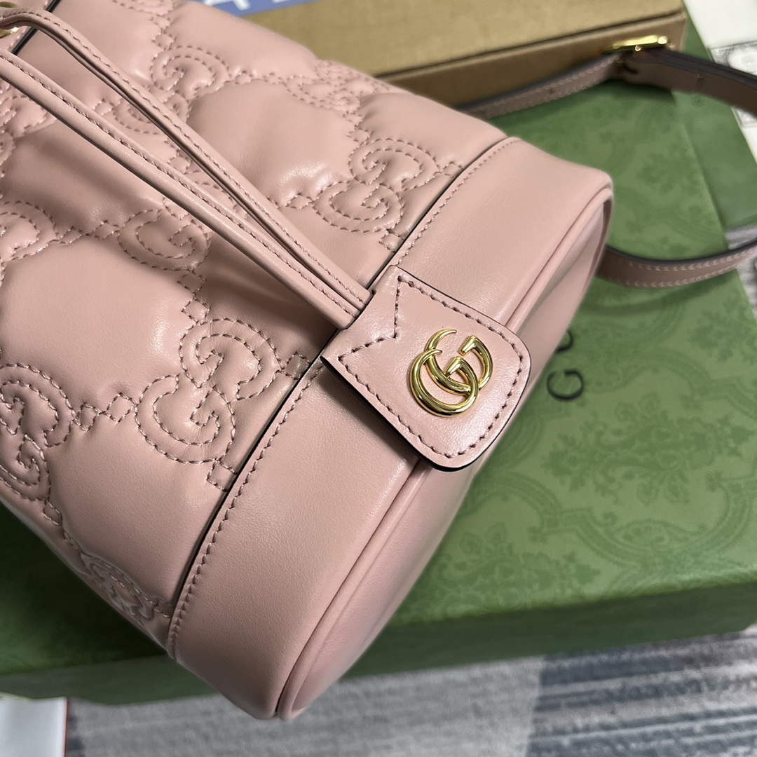 Gucci 728231 GG Matelassé Bucket Bag Light Pink | gucci 728231 gg matelasse bucket bag light pink 6