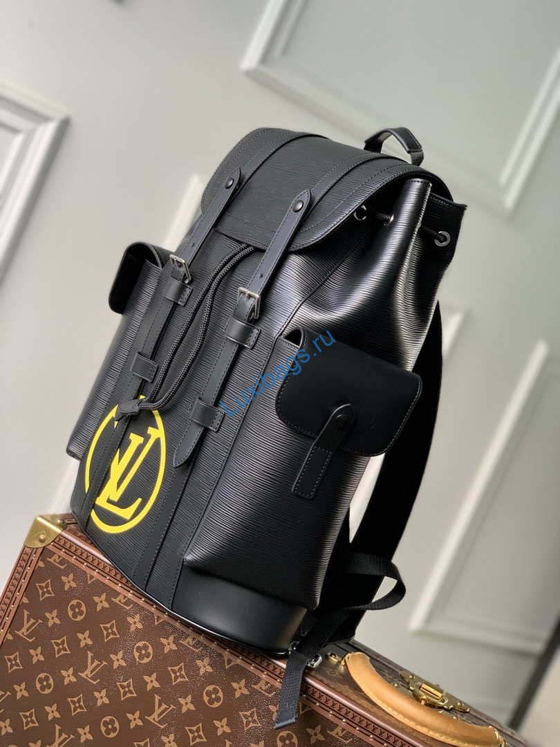 LV M41079 Louis Vuitton Christopher MM Epi Black With Yellow Logo | lv m41079 louis vuitton christopher mm epi black with yellow logo 003