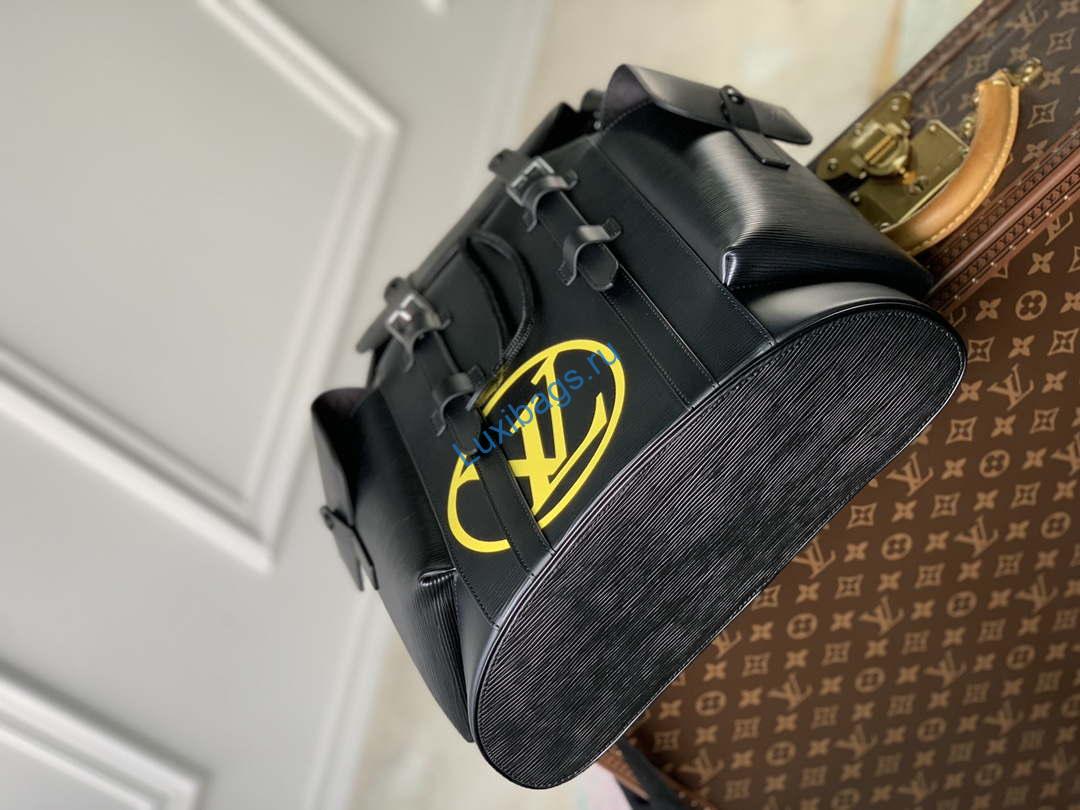 LV M41079 Louis Vuitton Christopher MM Epi Black With Yellow Logo | lv m41079 louis vuitton christopher mm epi black with yellow logo 004