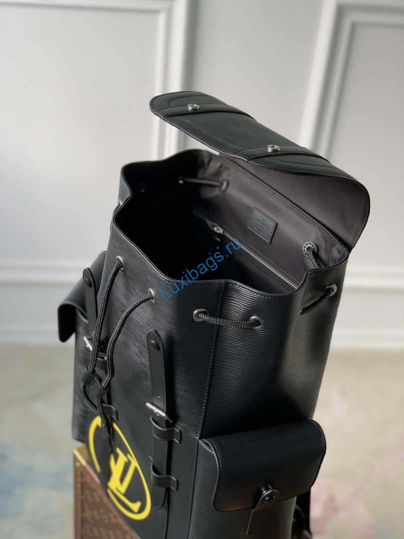 LV M41079 Louis Vuitton Christopher MM Epi Black With Yellow Logo | lv m41079 louis vuitton christopher mm epi black with yellow logo 008