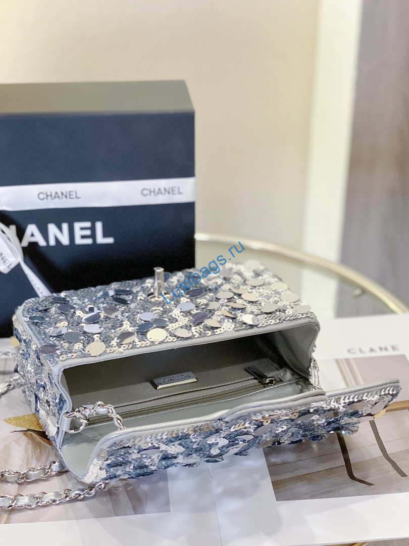 Chanel 23P limited edition new classic CF sequin bag Silver | chanel 23p limited edition new classic cf sequin bag silver 007