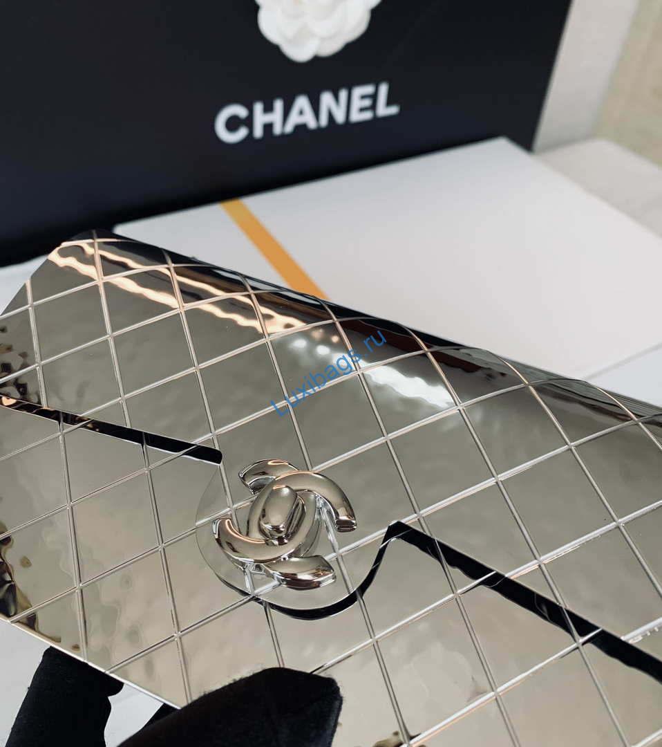 Chanel A8802 EVENING BAG Lambskin Sliver Metal Sliver | chanel a8802 evening bag lambskin silver metal silver 004