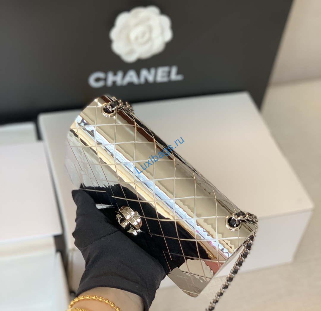 Chanel A8802 EVENING BAG Lambskin Sliver Metal Sliver | chanel a8802 evening bag lambskin silver metal silver 007