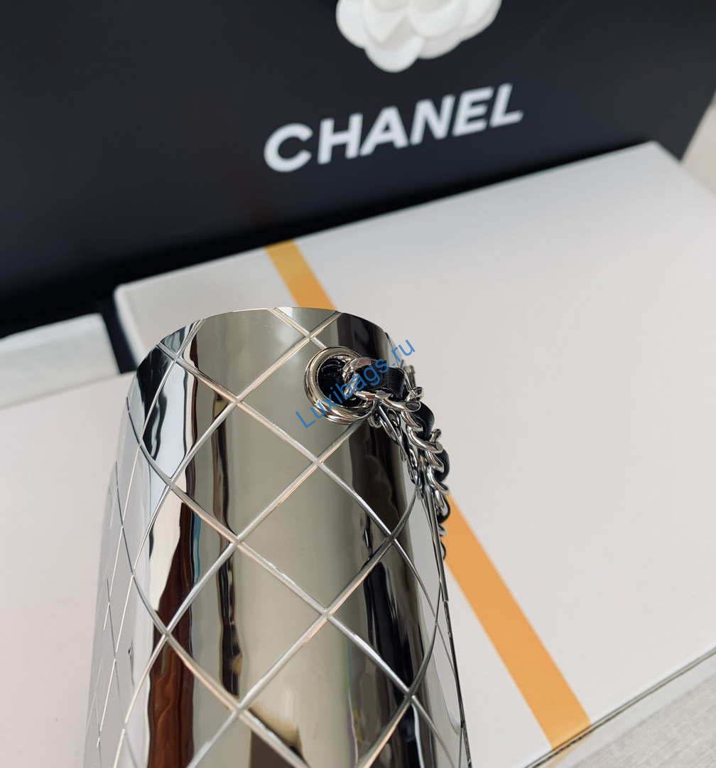 Chanel A8802 EVENING BAG Lambskin Sliver Metal Sliver | chanel a8802 evening bag lambskin silver metal silver 008