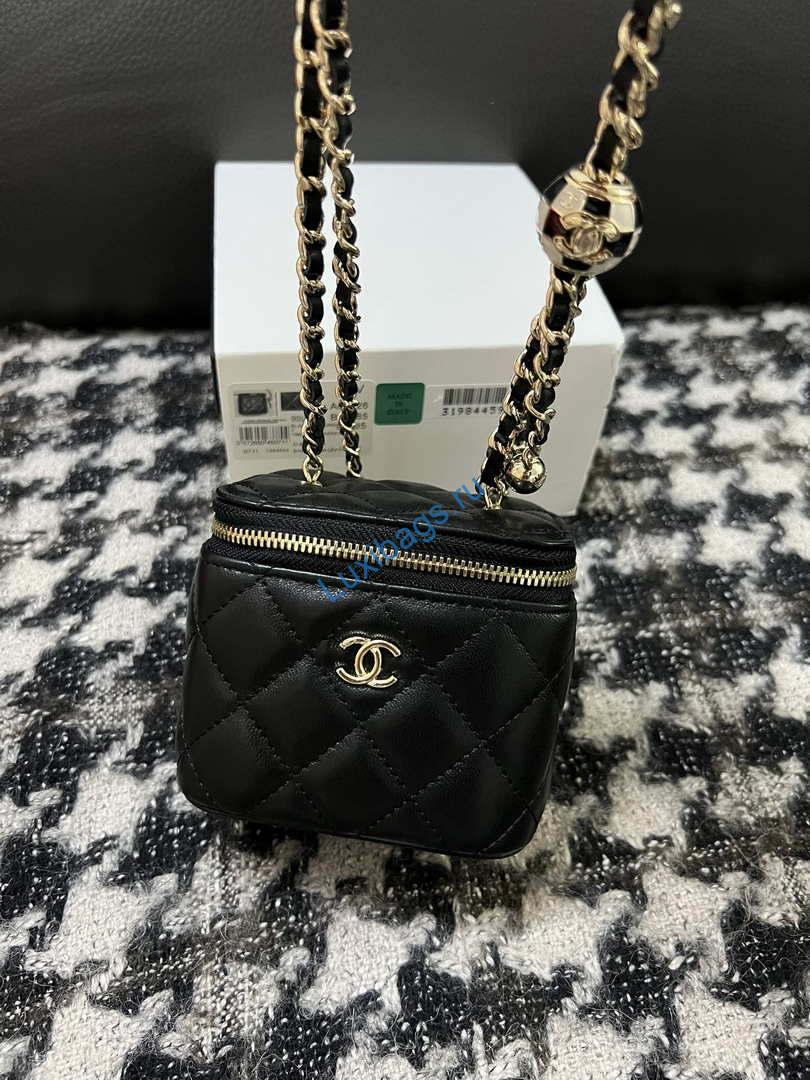 Chanel AP1447 Small Vanity With Chain Calfskin Black | chanel ap1447 small vanity with chain calfskin black 007