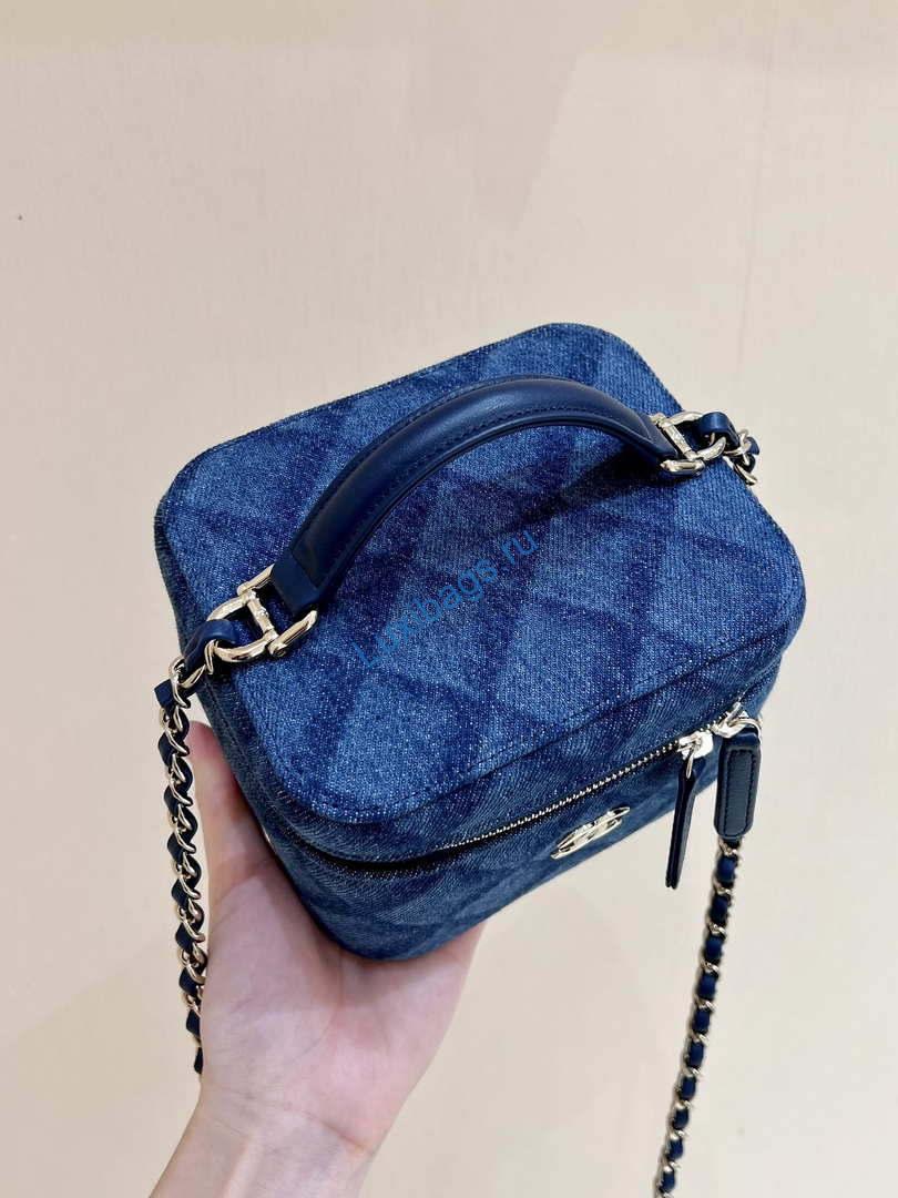 Chanel AP2718 Small Vanity With Chain Denim Blue | chanel ap2718 small vanity with chain denim blue 003