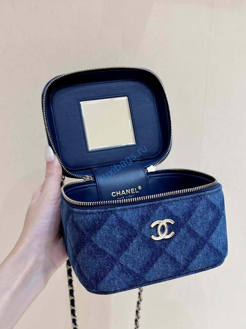 Chanel AP2718 Small Vanity With Chain Denim Blue | chanel ap2718 small vanity with chain denim blue 006