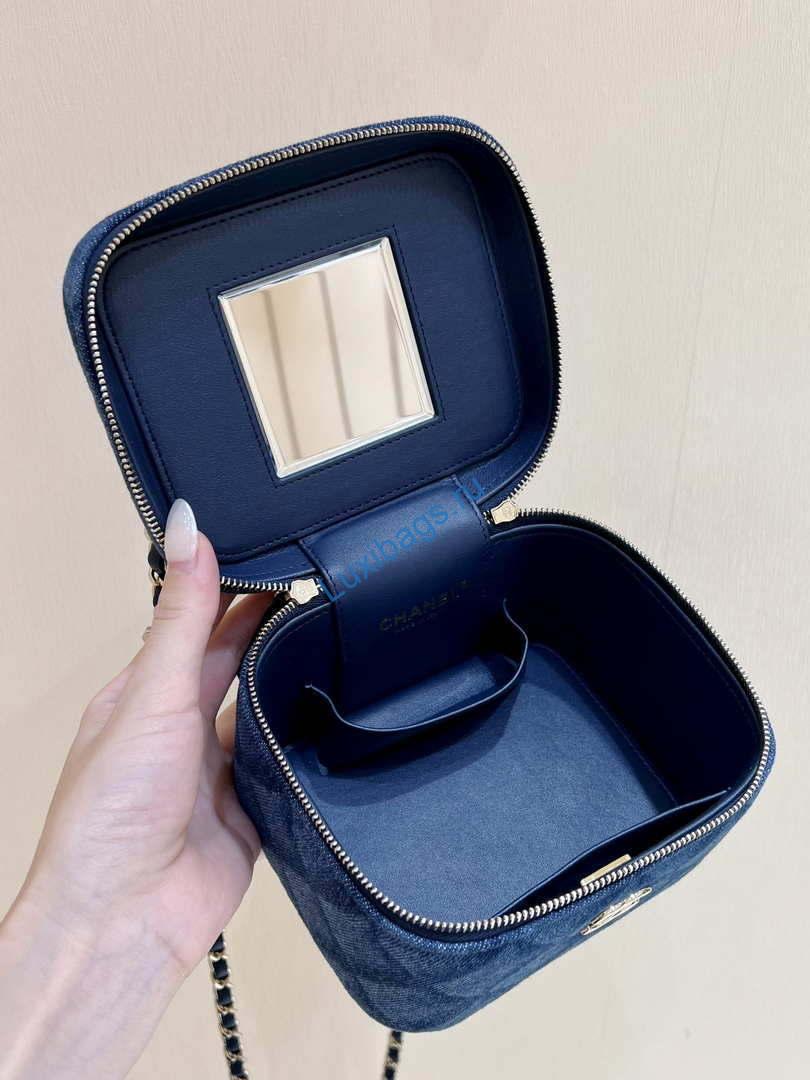Chanel AP2718 Small Vanity With Chain Denim Blue | chanel ap2718 small vanity with chain denim blue 007