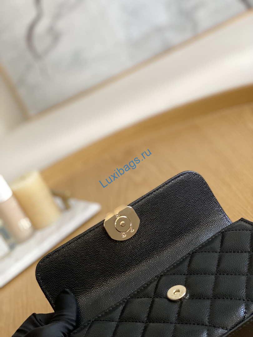 Chanel AP3238 Flap Chain Bag Black Calfskin Gold With Handle Bag | chanel ap3238 flap chain bag black calfskin gold with handle bag 008