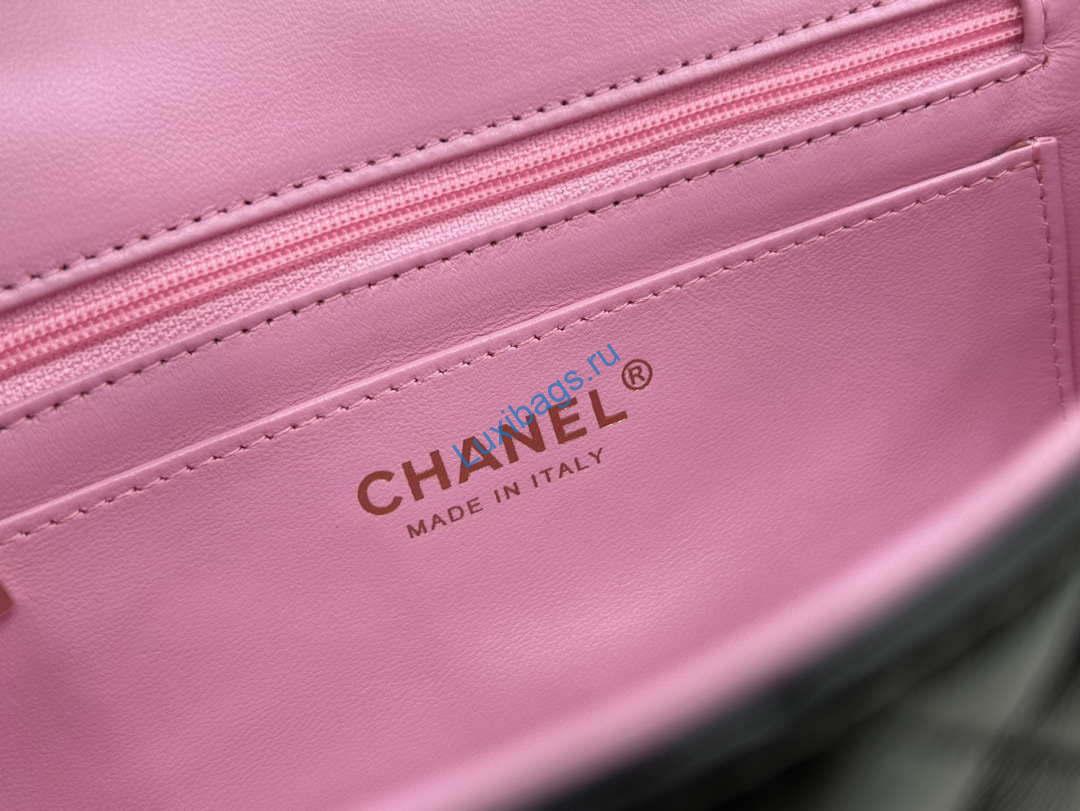 Chanel AS2431 Mini flap Black with Pink Lambskin bag with top handle Gold | chanel as2431 mini flap black with pink lambskin bag with top handle gold 009