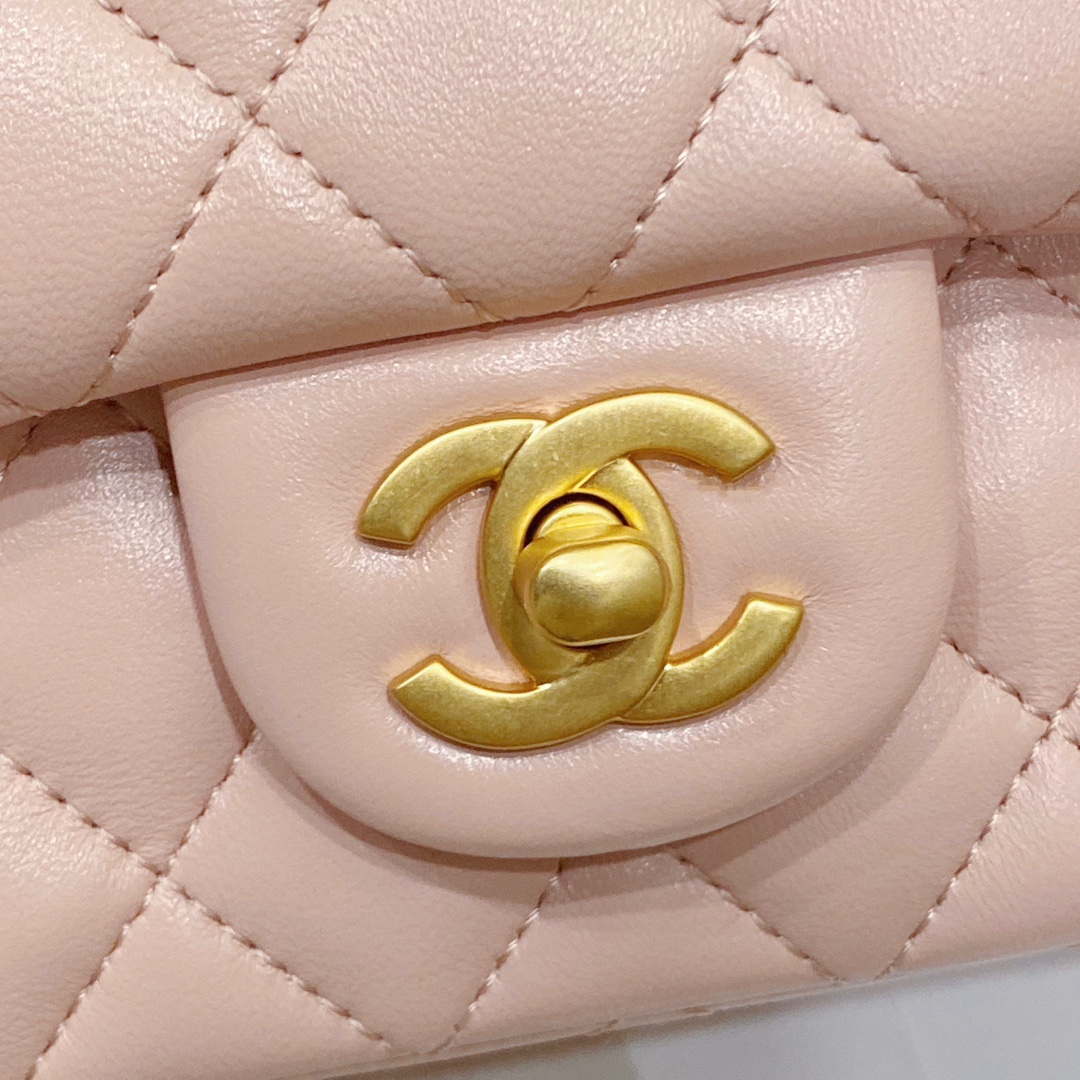 Chanel AS3041 Flap Classic Bag CF Camellia Lambskin Pink Gold | chanel as3041 flap classic bag cf camellia lambskin pink gold 008