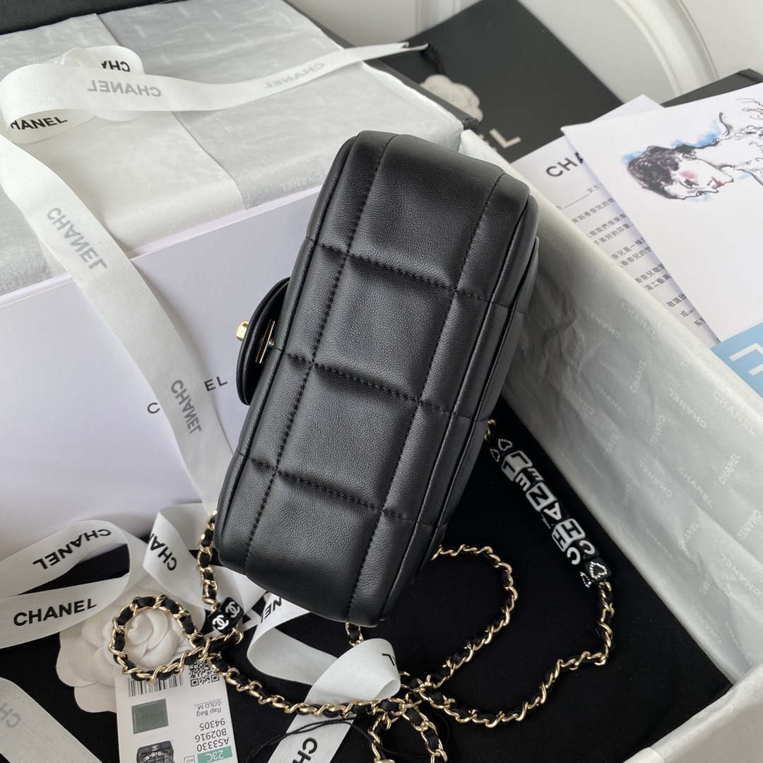 Chanel AS3330 Mini Flap 17cm Bag Black Lambskin | chanel as3330 mini flap 17cm bag black lambskin 006