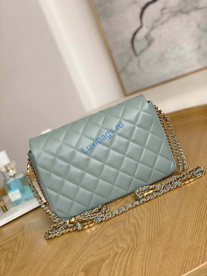 Chanel AS3777 Flap Bag Lambskin & Gold-Tone Metal Light Blue | chanel as3777 flap bag lambskin gold tone metal light blue 002