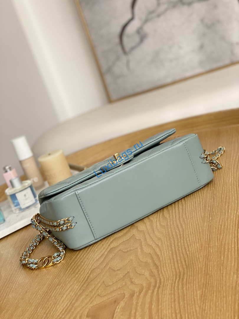 Chanel AS3777 Flap Bag Lambskin & Gold-Tone Metal Light Blue | chanel as3777 flap bag lambskin gold tone metal light blue 005