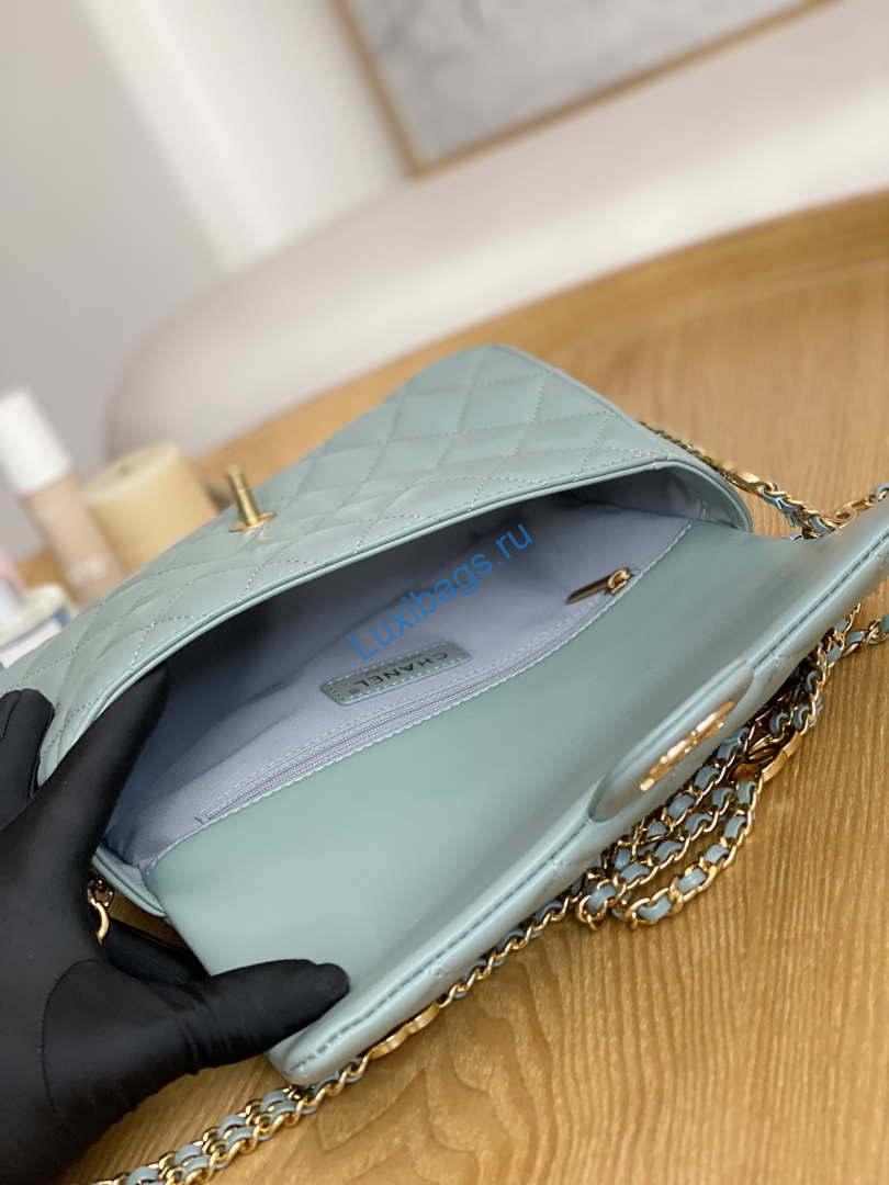 Chanel AS3777 Flap Bag Lambskin & Gold-Tone Metal Light Blue | chanel as3777 flap bag lambskin gold tone metal light blue 008