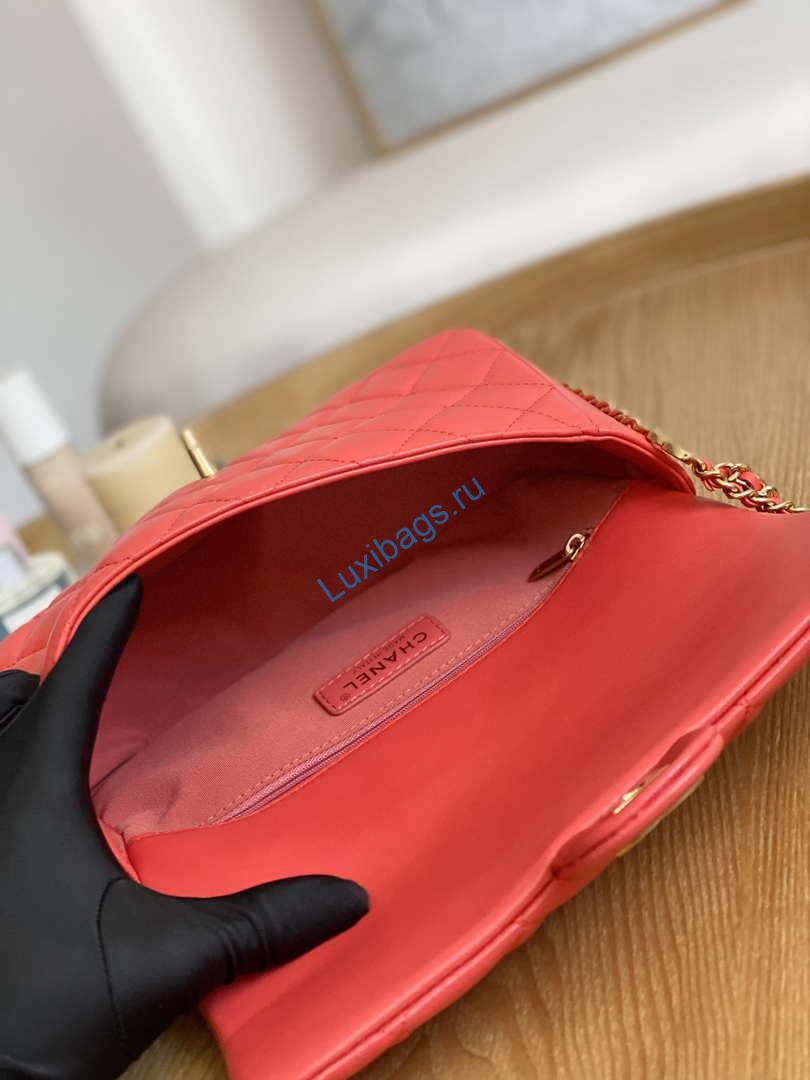Chanel AS3777 Flap Bag Lambskin & Gold-Tone Metal Red | chanel as3777 flap bag lambskin gold tone metal red 009