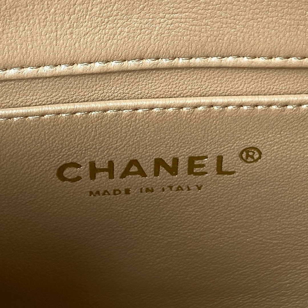 Chanel AS3828 Mini Flap Chain Bag Gold Lambskin Gold | chanel as3828 mini flap chain bag gold calfskin gold 008