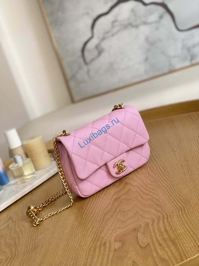 Chanel AS3828 Mini Flap Chain Bag Pink Calfskin Gold | chanel as3828 mini flap chain bag pink calfskin gold 003