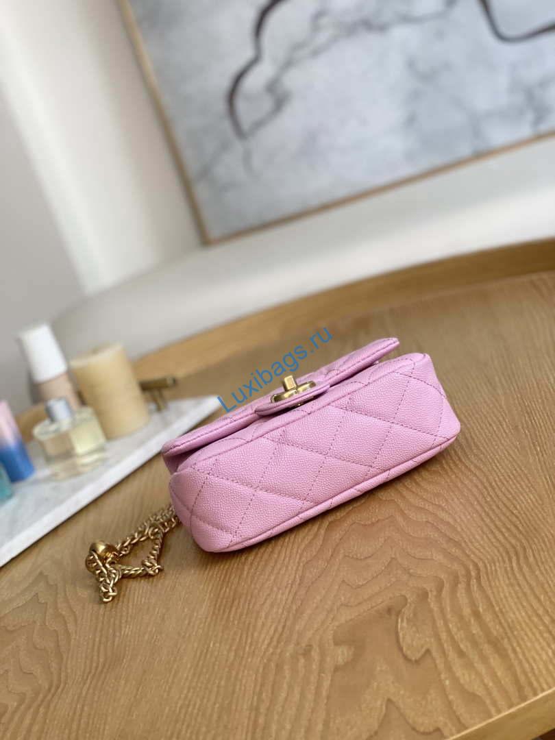 Chanel AS3828 Mini Flap Chain Bag Pink Calfskin Gold | chanel as3828 mini flap chain bag pink calfskin gold 005