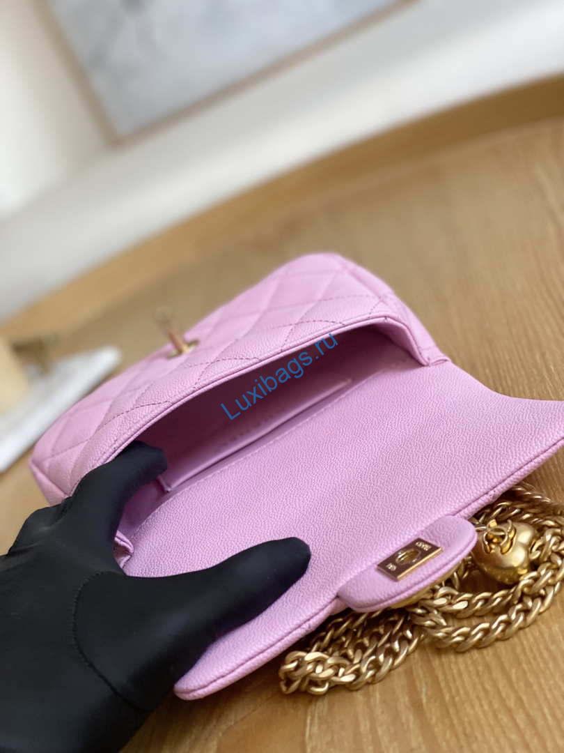Chanel AS3828 Mini Flap Chain Bag Pink Calfskin Gold | chanel as3828 mini flap chain bag pink calfskin gold 008