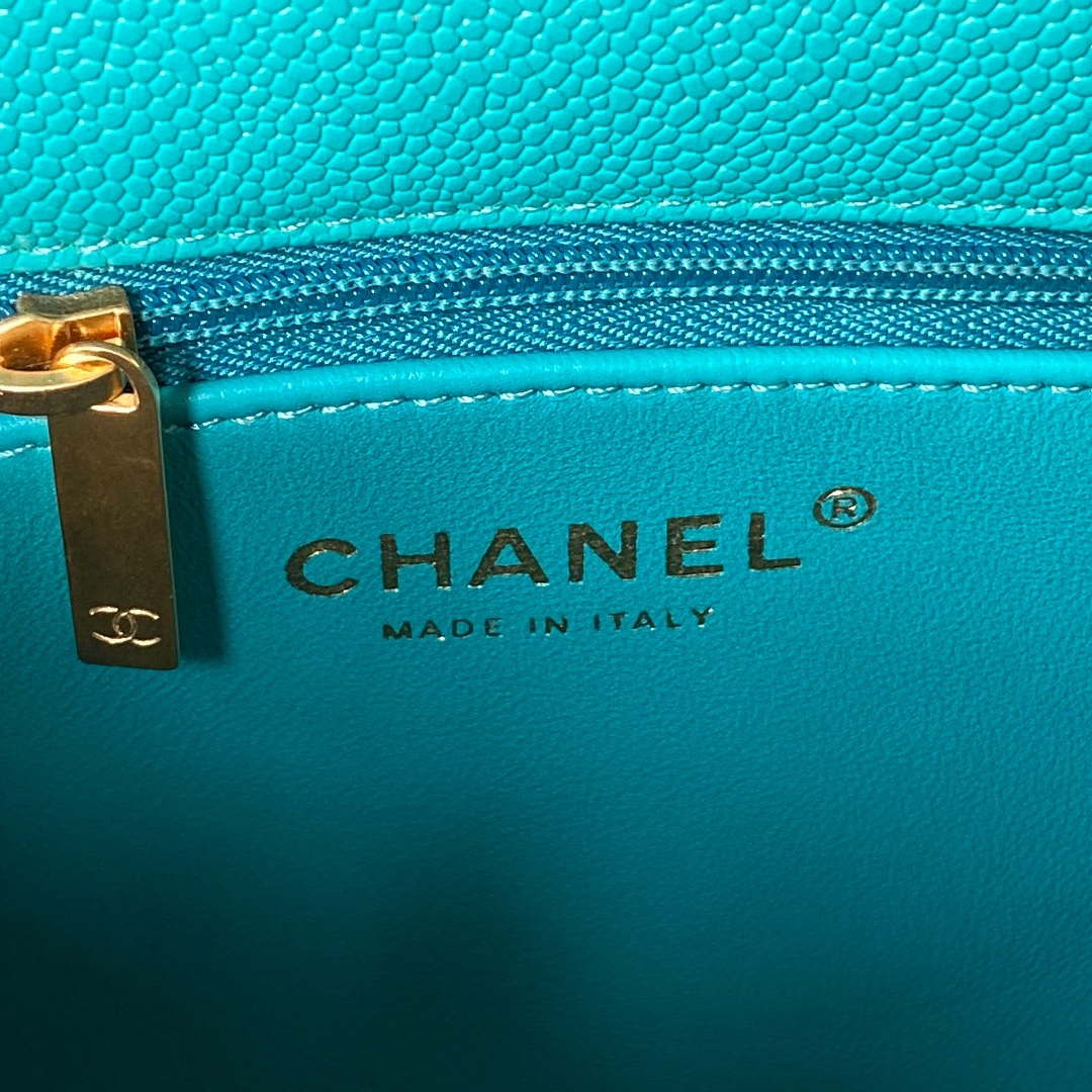 Chanel AS3921 Flap Chain Bag Blue Calfskin Gold | chanel as3829 mini flap chain bag blue calfskin gold 008