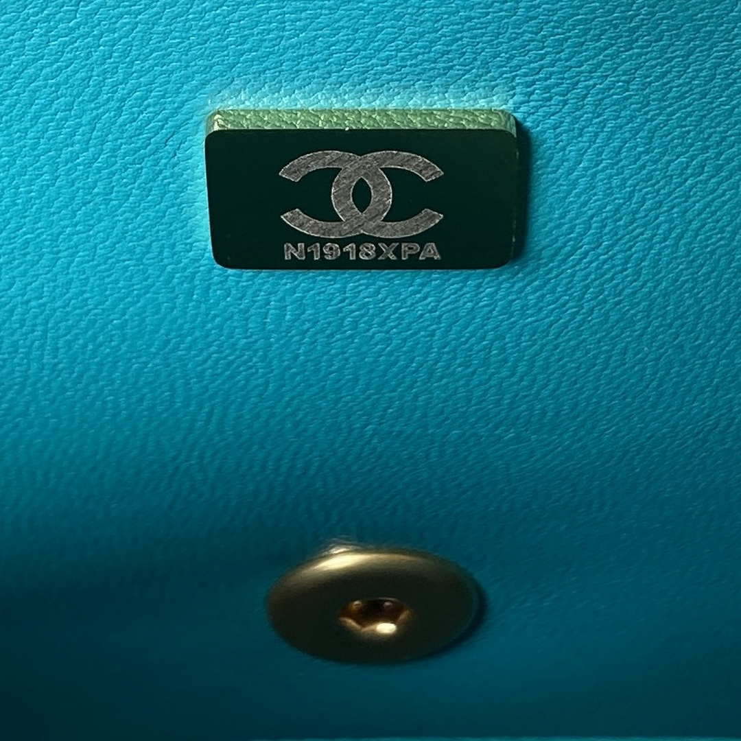 Chanel AS3921 Flap Chain Bag Blue Calfskin Gold | chanel as3829 mini flap chain bag blue calfskin gold 009