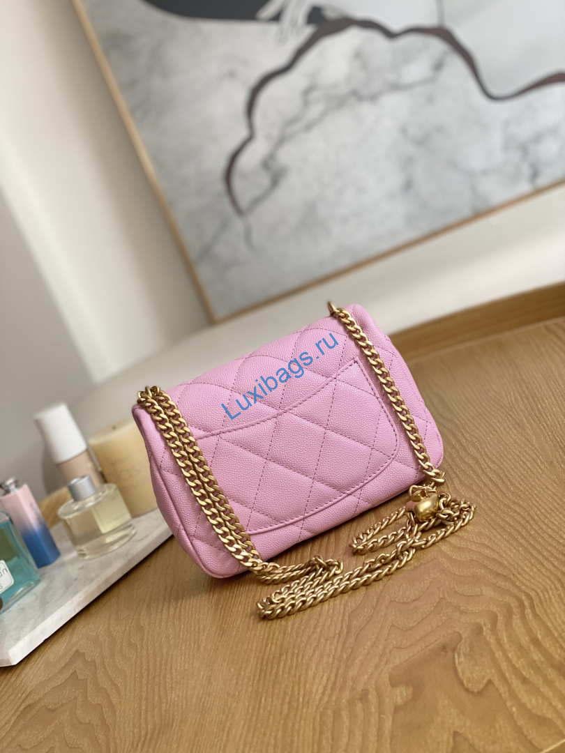 Chanel AS3829 Mini Flap Chain Bag Light Pink Calfskin Gold | chanel as3829 mini flap chain bag light pink calfskin gold 002