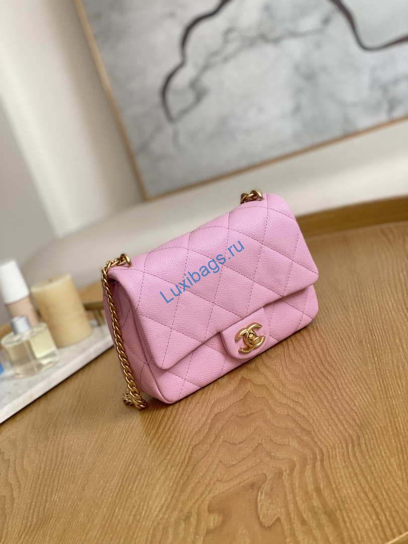 Chanel AS3829 Mini Flap Chain Bag Light Pink Calfskin Gold | chanel as3829 mini flap chain bag light pink calfskin gold 003