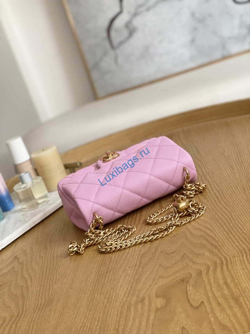 Chanel AS3829 Mini Flap Chain Bag Light Pink Calfskin Gold | chanel as3829 mini flap chain bag light pink calfskin gold 004