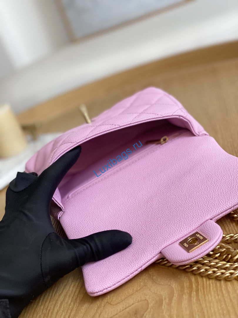 Chanel AS3829 Mini Flap Chain Bag Light Pink Calfskin Gold | chanel as3829 mini flap chain bag light pink calfskin gold 008