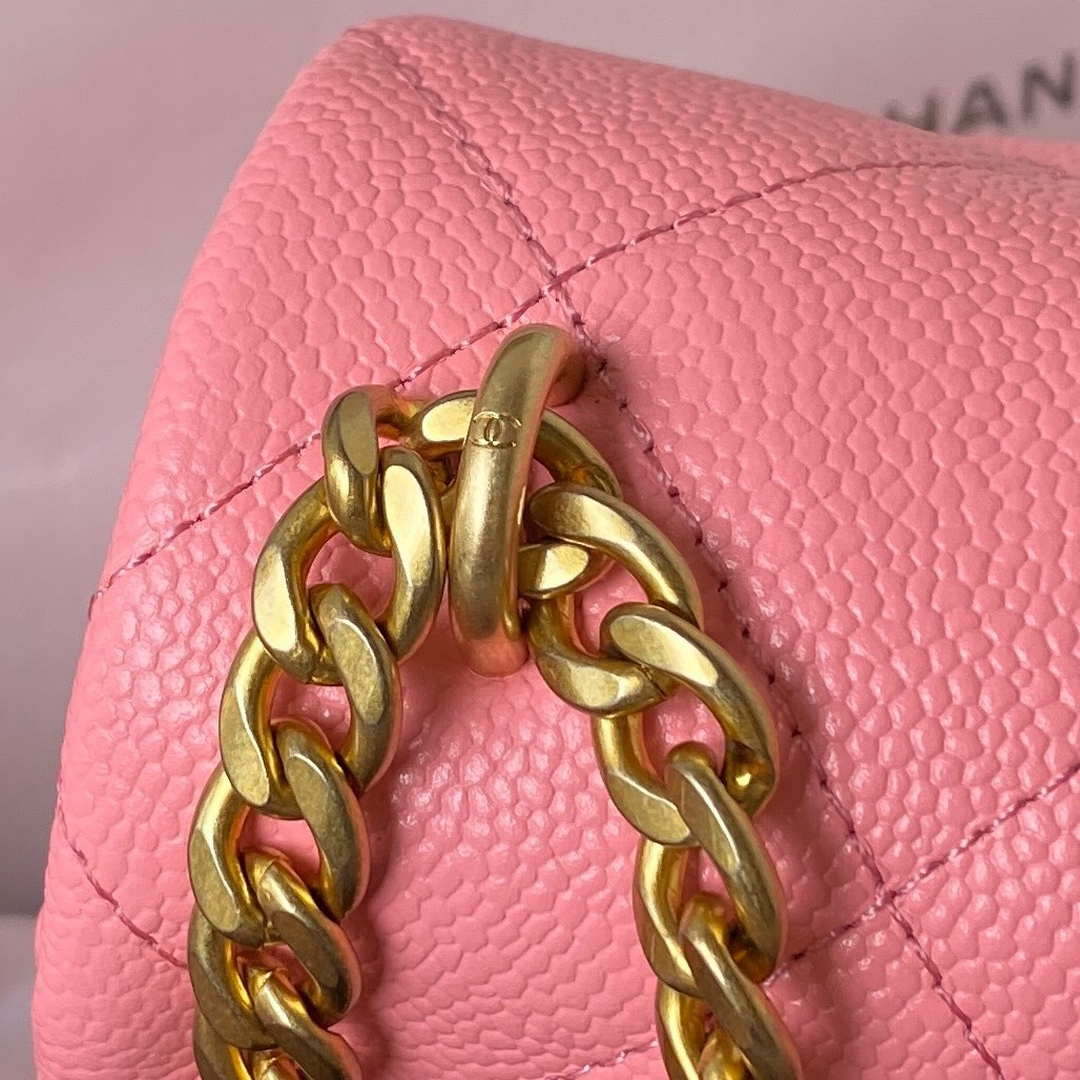 Chanel AS3921 Flap Chain Bag Pink Calfskin Gold | chanel as3829 mini flap chain bag pink calfskin gold 005