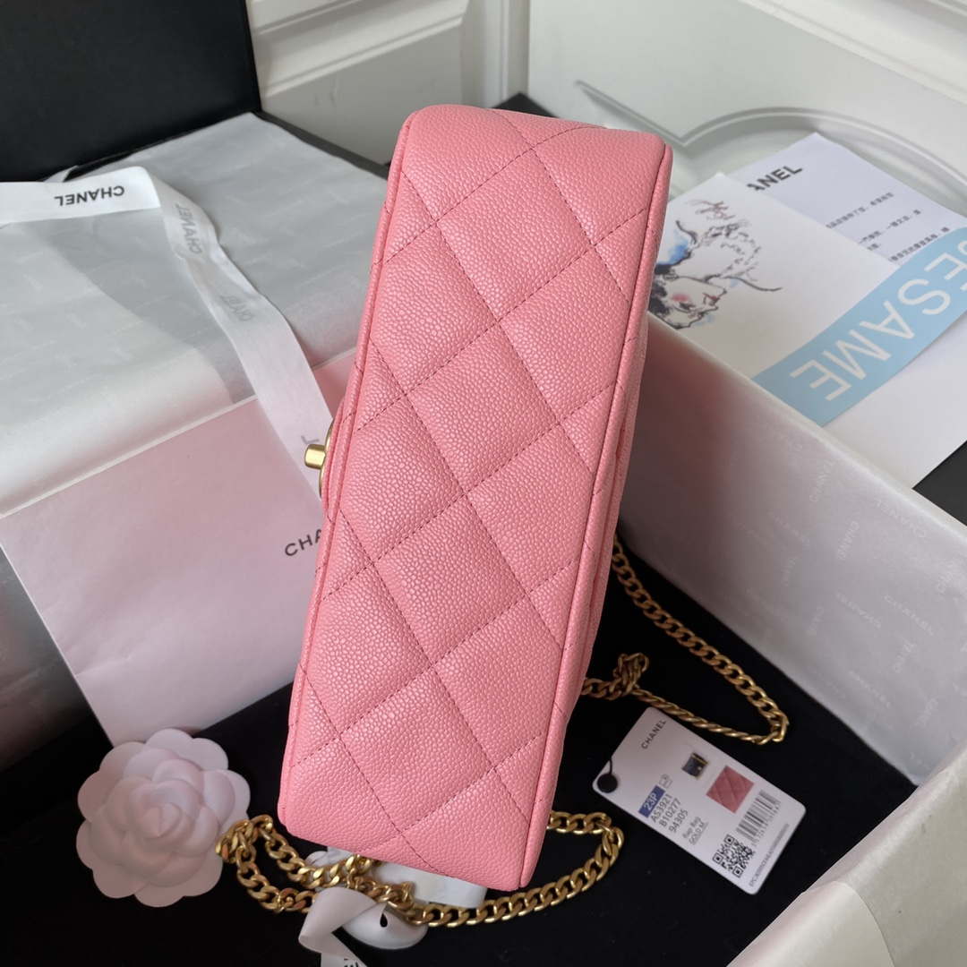 Chanel AS3921 Flap Chain Bag Pink Calfskin Gold | chanel as3829 mini flap chain bag pink calfskin gold 006