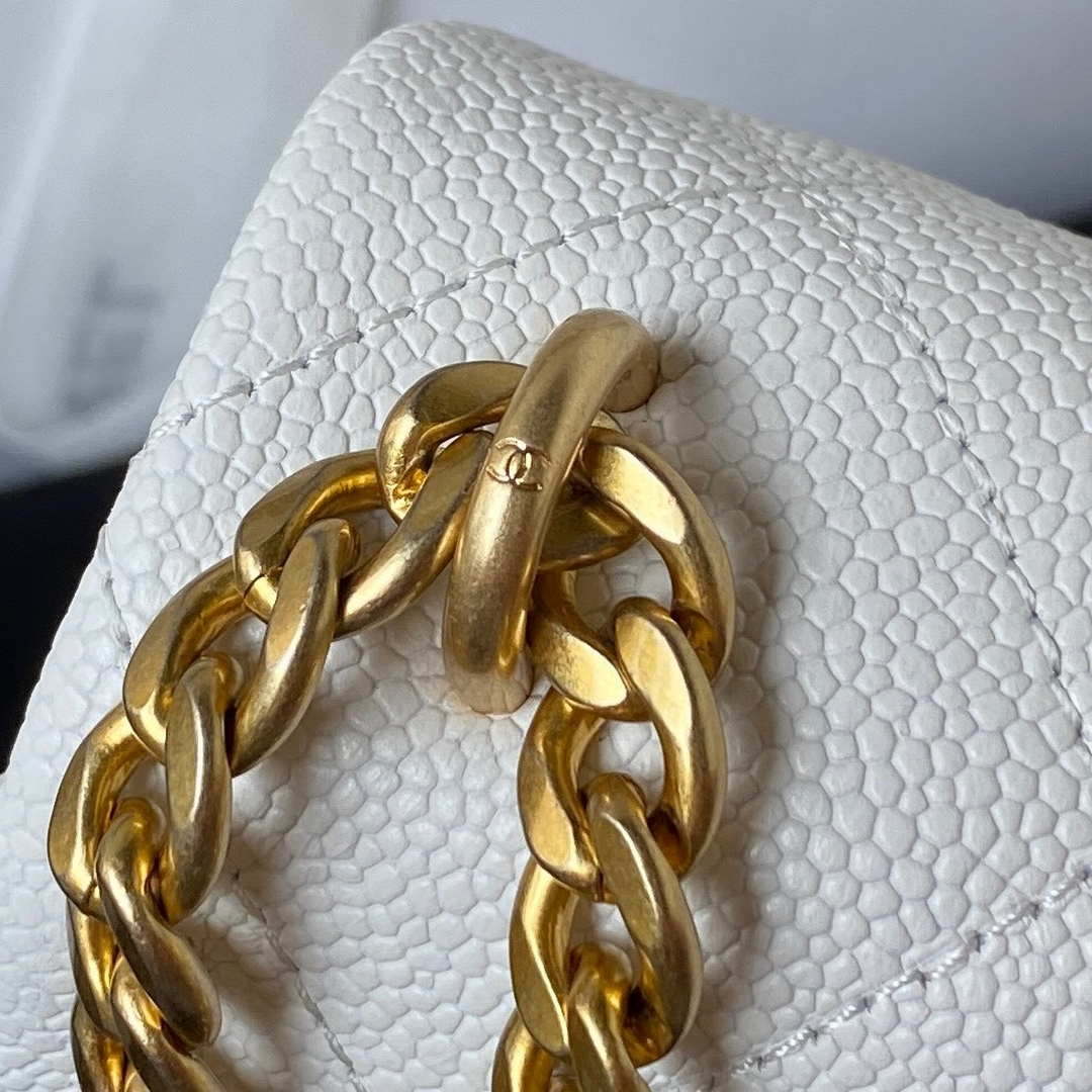 Chanel AS3829 Mini Flap Chain Bag White Calfskin Gold | chanel as3829 mini flap chain bag white calfskin gold 004