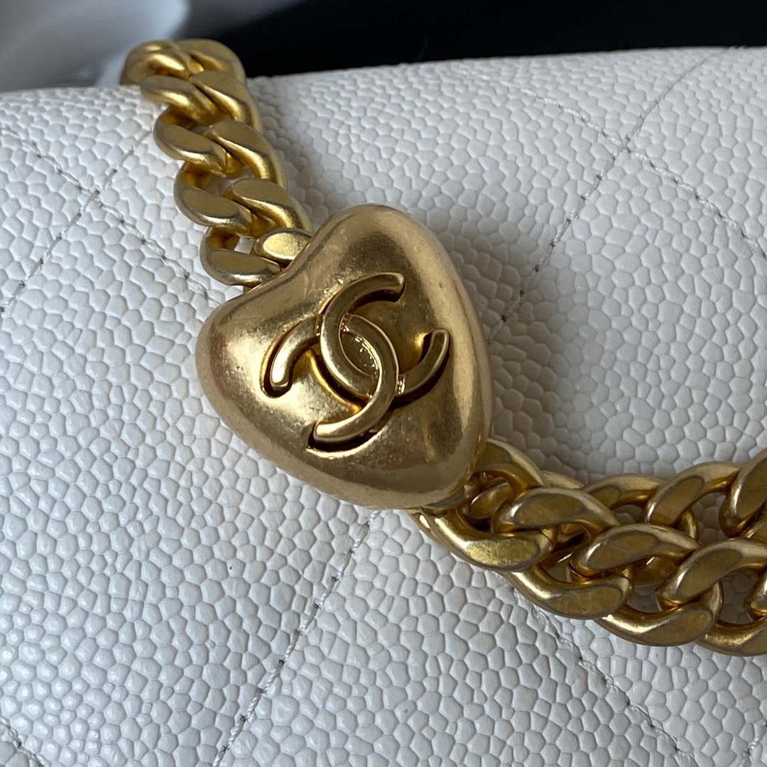 Chanel AS3829 Mini Flap Chain Bag White Calfskin Gold | chanel as3829 mini flap chain bag white calfskin gold 009