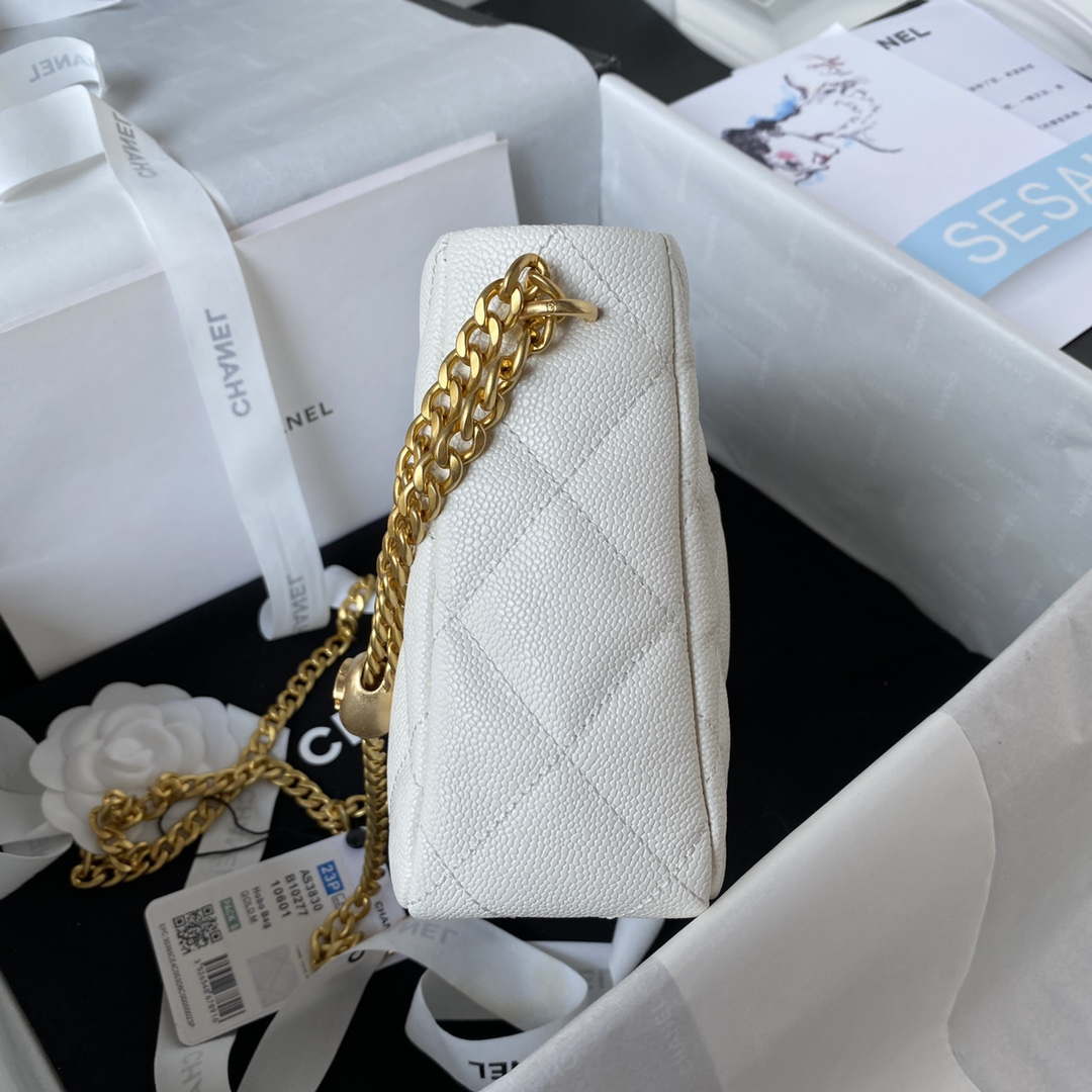 Chanel AS3830 Small Hobo Handbag White Calfskin Gold | chanel as3830 small hobo handbag white calfskin gold 005