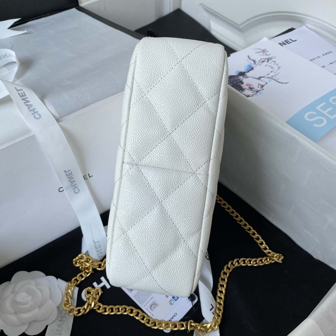 Chanel AS3830 Small Hobo Handbag White Calfskin Gold | chanel as3830 small hobo handbag white calfskin gold 006