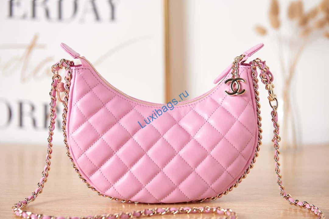 Chanel AS3917 Clutch With Chain Lambskin & Shiny Light Gold Metal Pink | chanel as3917 clutch with chain lambskin shiny light gold metal light pink 002