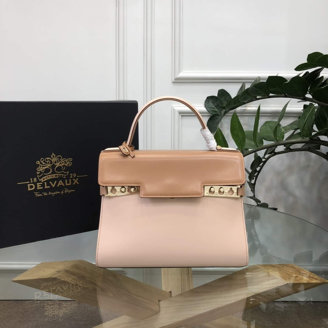 Delvaux AA0611 Tempête MM Bag caramel and pink