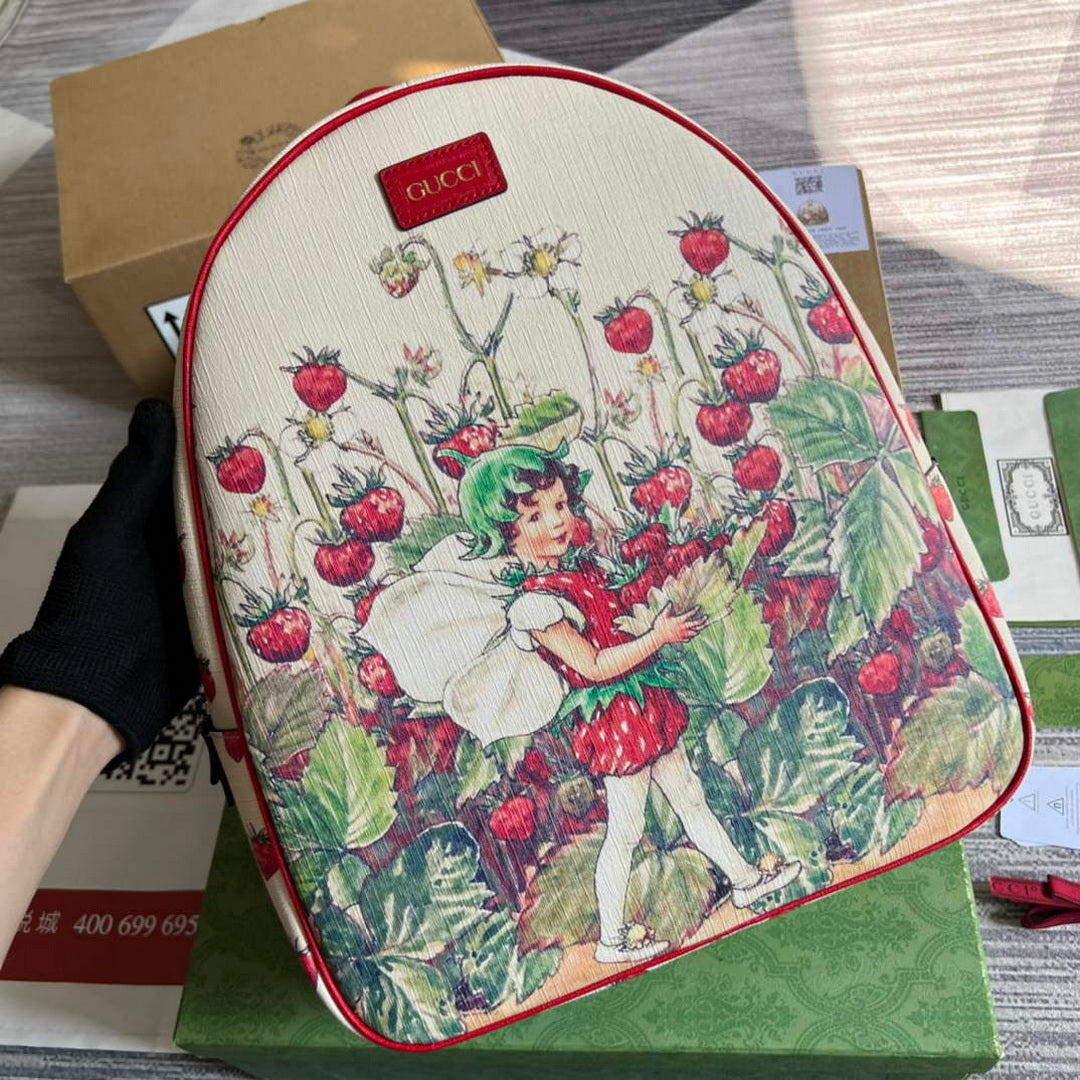 Gucci 433578 Children's Fairy Print Backpack Red | gucci 433578 childrens fairy print backpack red 5