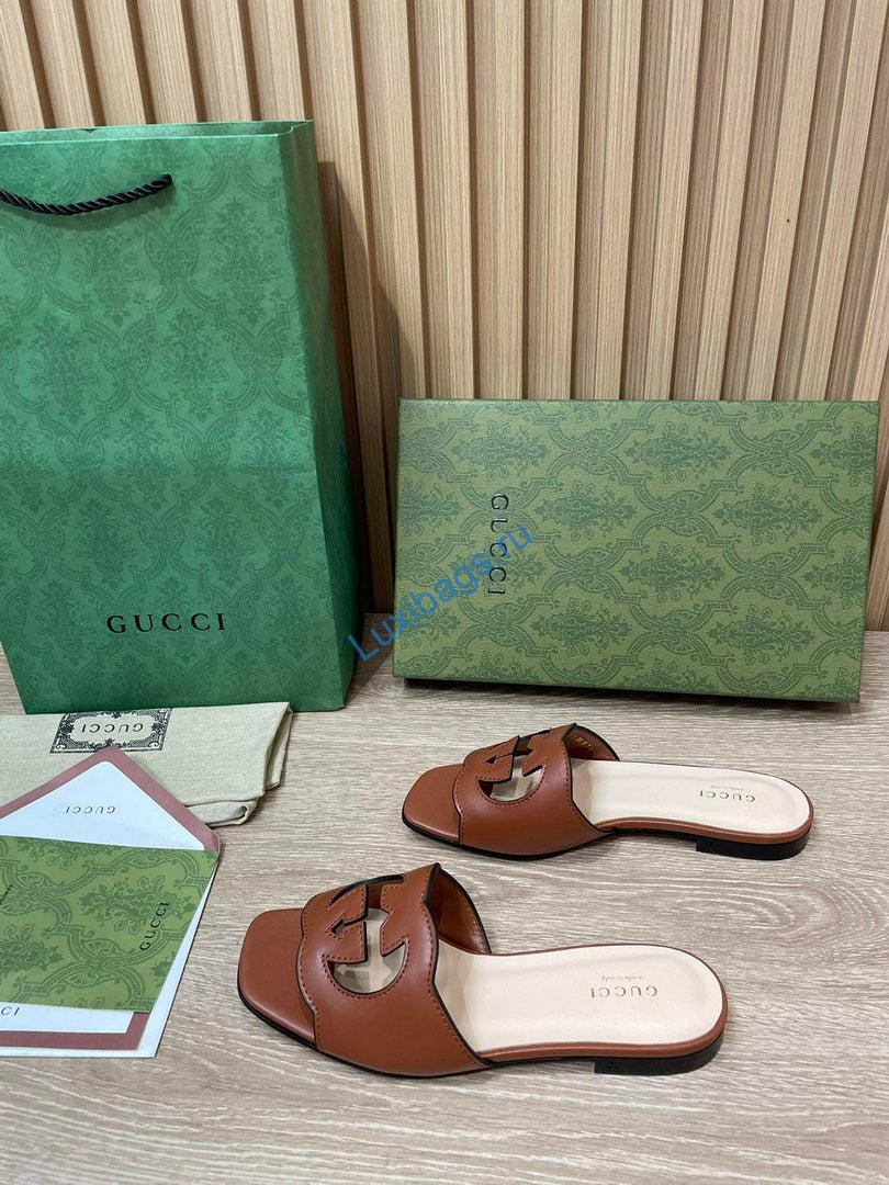 Gucci 694451 Women's Interlocking G cut-out slide sandal G66756 | gucci 694451 womens interlocking g cut out slide sandal g66756 5