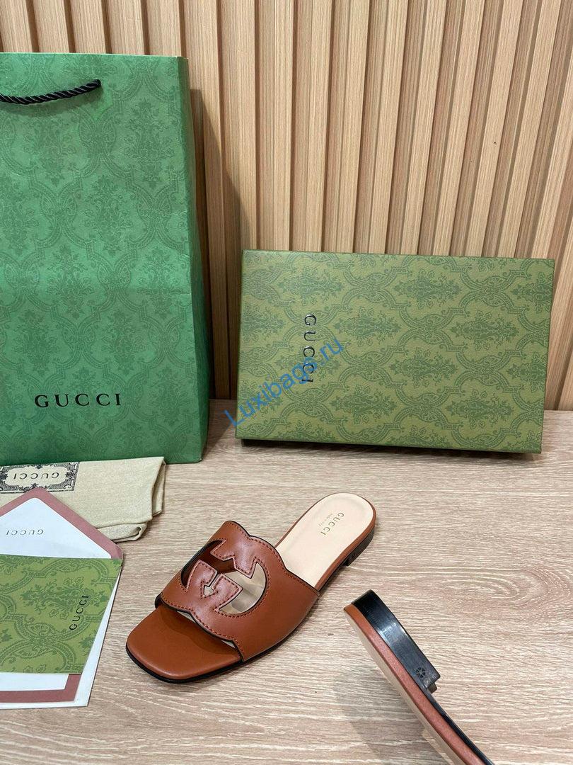 Gucci 694451 Women's Interlocking G cut-out slide sandal G66756 | gucci 694451 womens interlocking g cut out slide sandal g66756 8