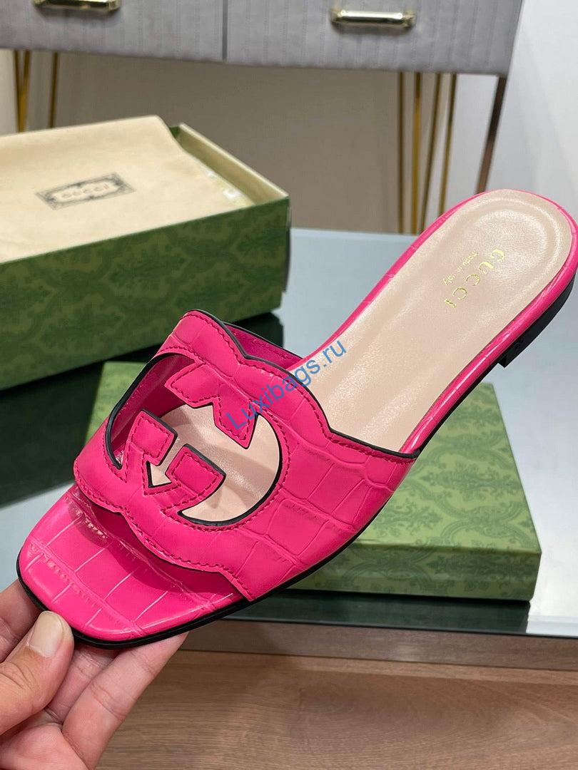Gucci 694451 Women's Interlocking G cut-out slide sandal G66761 | gucci 694451 womens interlocking g cut out slide sandal g66761 6