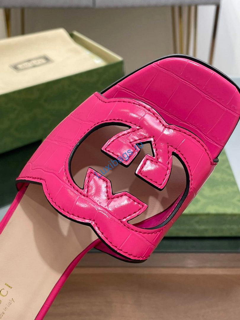 Gucci 694451 Women's Interlocking G cut-out slide sandal G66761 | gucci 694451 womens interlocking g cut out slide sandal g66761 8