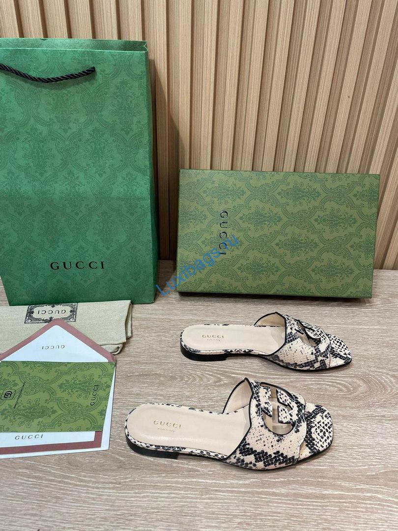 Gucci 694451 Women's Interlocking G cut-out slide sandal G66762 | gucci 694451 womens interlocking g cut out slide sandal g66762 3