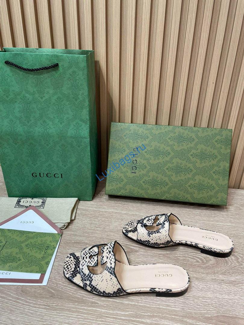 Gucci 694451 Women's Interlocking G cut-out slide sandal G66762 | gucci 694451 womens interlocking g cut out slide sandal g66762 5