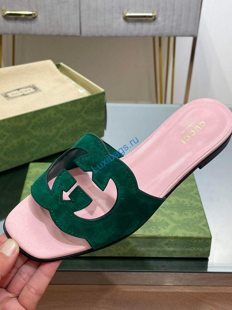 Gucci 694451 Women's Interlocking G cut-out slide sandal G66764 | gucci 694451 womens interlocking g cut out slide sandal g66764 6