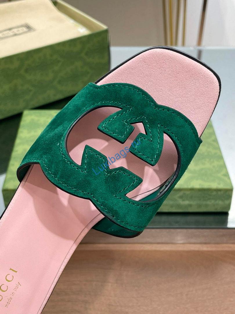 Gucci 694451 Women's Interlocking G cut-out slide sandal G66764 | gucci 694451 womens interlocking g cut out slide sandal g66764 8