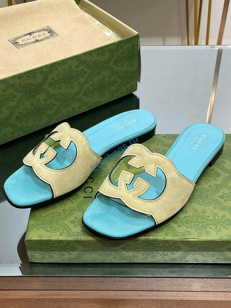 Gucci 694451 Women's Interlocking G cut-out slide sandal G66765 | gucci 694451 womens interlocking g cut out slide sandal g66765 2